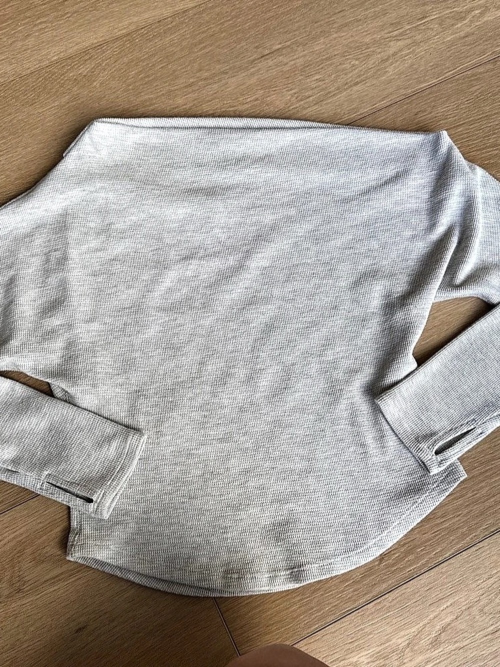 Free People Thermal Waffle Knit Long Sleeve Gray XS